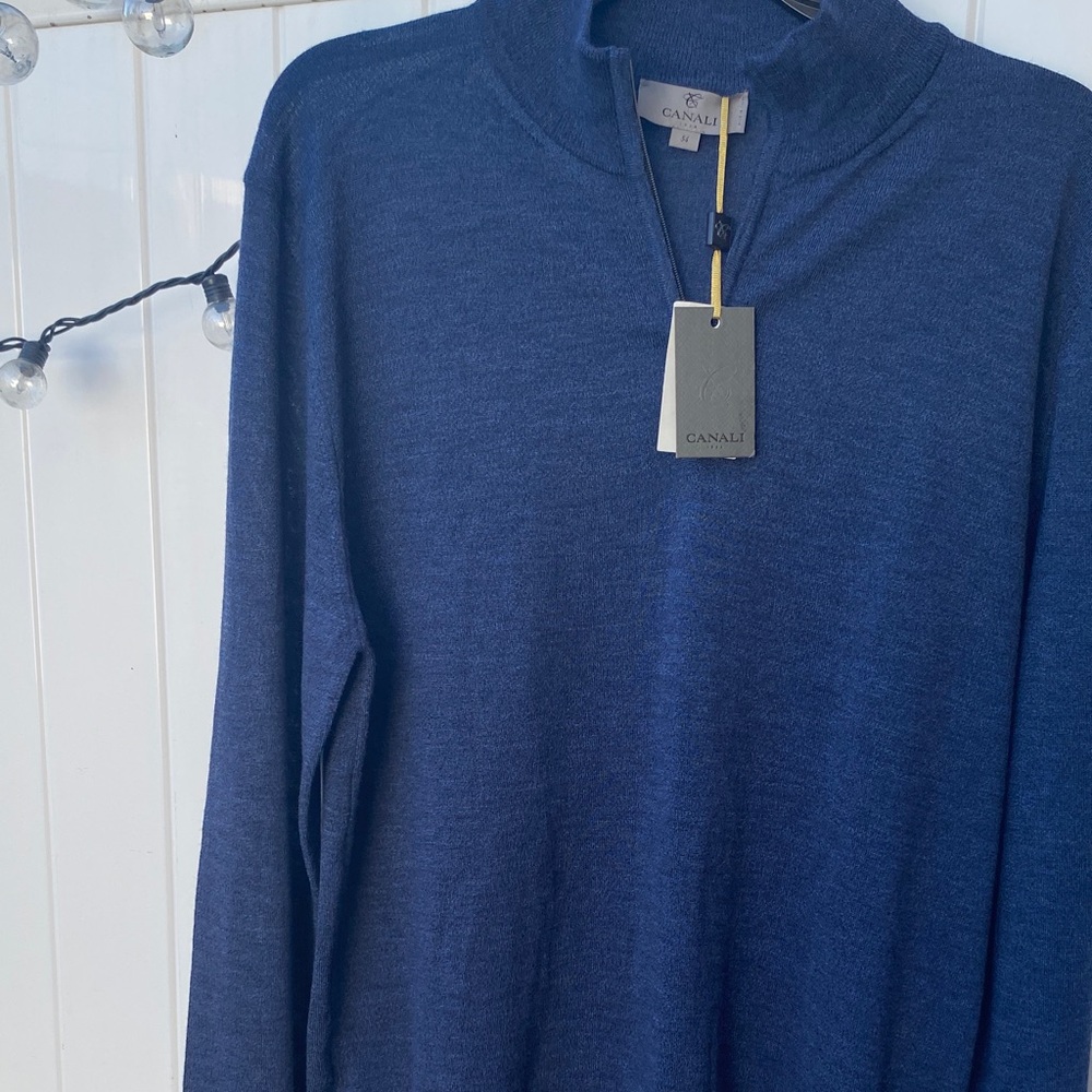 Canali Men's Navy Zip-Up Sweater